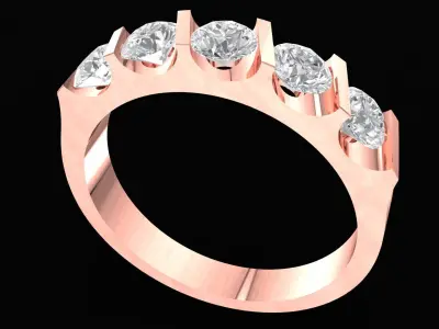 Luxury Round Diamond Half Eternity Ring 49 3D print model