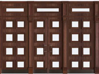 Large wooden doors Low-poly 3D model Low-poly 3D model