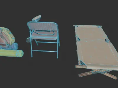 Camping Equipment Low-poly 3D model