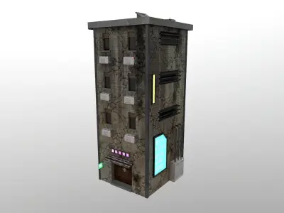 Cyberpunk City - Building 39 Low-poly 3D model