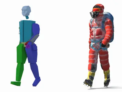  Snow Covered Mountain Climber Rigged 