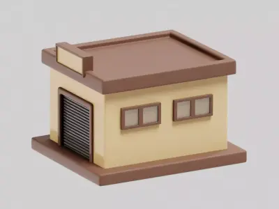 Garage Cartoon Low-poly 3D model