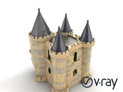 Majestic Stone Castle with Arched Windows model pack Low-poly 3D model