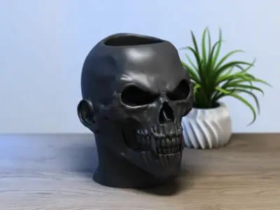 Skull pen holder Cyborg pen holder 3D print model