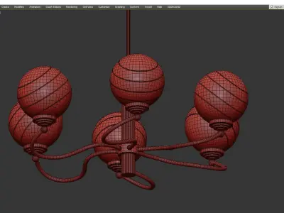 Murano Glass and Brass Chandelier Low-poly 3D model