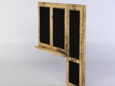 Door with window Low-poly 3D model