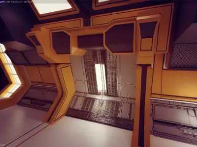 Modern Scifi Hangar Corridor 3d Modules Low-poly 3D model