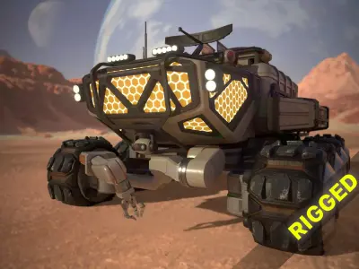 Sci-Fi Mars Rover II 3D model Low-poly 3D model