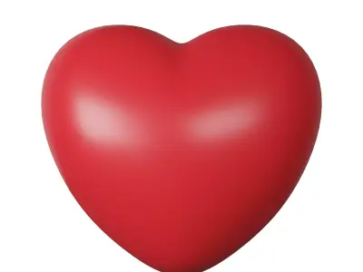 Cute red heart simple 3D model 3D model