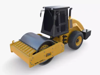 Road roller V7 Low-poly 3D model