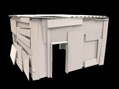 Shanty House - Exterior and Interior Low-poly 3D model