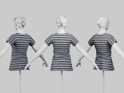 Female T-Shirt 01 Light Grey Low-poly 3D model