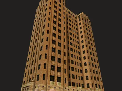 Detroit Abandoned Skyscraper Low-poly 3D model