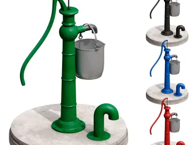 Outdoor water column with a bucket 3D model
