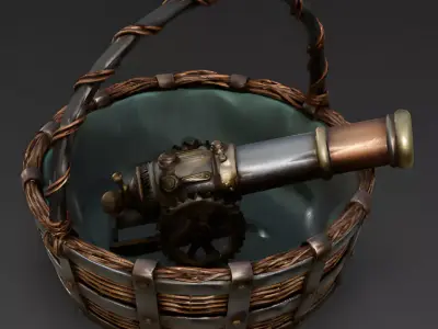 Realistic Steampunk Easter Cannon 3D Model 3D Model Low-poly 3D model