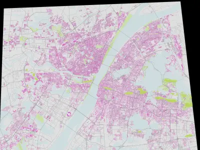 Wuhan City urban planning maquett  building Terrain 3D model