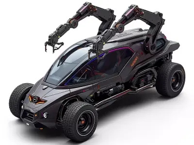 Cyberpunk Industrial Delivery Vehicle 3D Model Low-poly 3D model