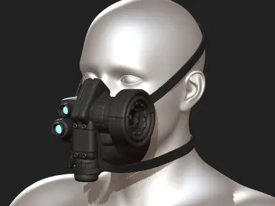 Gas mask respirator scifi futuristic 3d model  Low-poly 3D model
