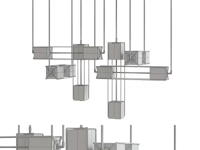 Chandelier 3d model collection 10 Pieces Low-poly 3D model