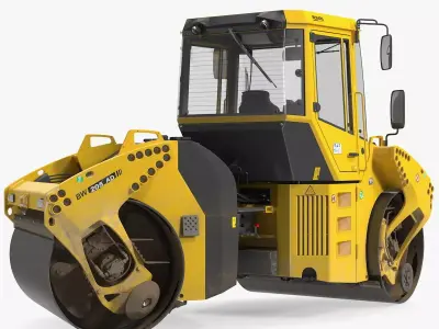 Bomag BW 205 AD4 Tandem Roller Dusty Rigged 3D model