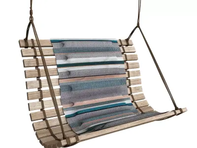 Swings seat with hanging ropes 3D model