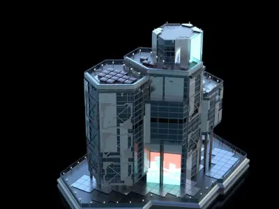 Futuristic Future Modern City Building Skyscraper 13 3D model