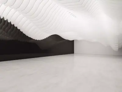 Minimal Monochrome Wavy Ceiling Exhibition Hall 3D model
