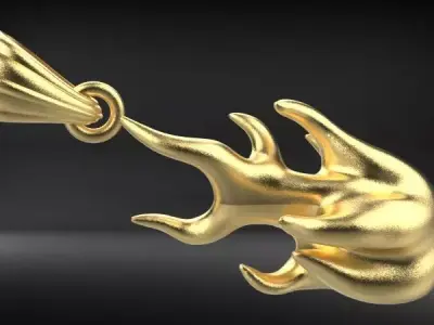 Fire Flame Charm Flamming Necklace Pendant Jewelry  3D print model