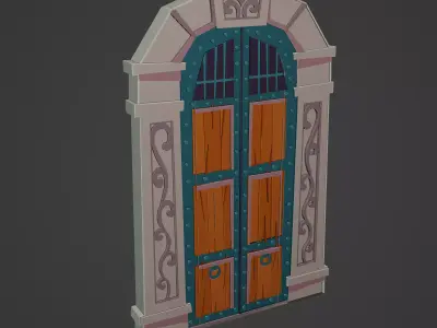 Medieval Door Low-poly 3D model 16