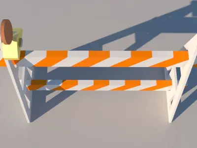 Road stop - Barrier Low-poly 3D model