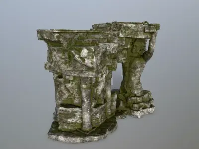 temple stone structure Low-poly 3D model