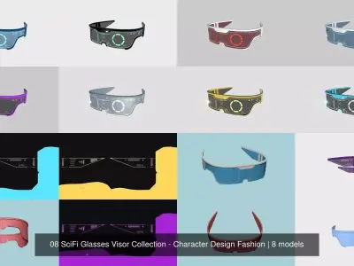 08 SciFi Glasses Visor Collection - Character Design Fashion 3D Model Pack