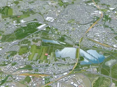 Sosnowiec Poland 30km Low-poly 3D model