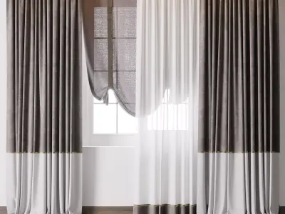 Hadi Curtain With Roman Blind 62 Low-poly 3D model