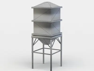 Water tank Low-poly 3D model 8