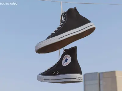  Converse All Star Black Sneakers Suspended by Laces 