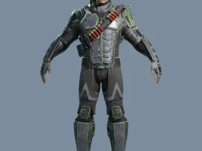 Sci-Fi Assault Hero Low-poly 3D model