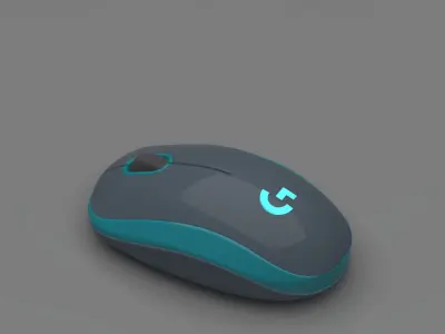 Mouse 3D computer with lights Free 3D model