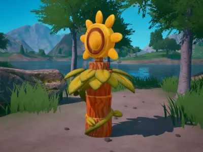 Stylized Sun Totem PBR Game Ready Low-poly 3D model