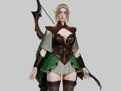 Elven Archer - Game Ready Low-poly 3D model