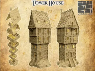Tower House Tabletop Terrain 28 MM 3D print model