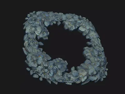 Floral Renaissance Bas-relief Ornate flower art cnc aspire round 3D print model