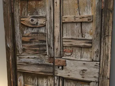 Old wooden door rust and patina 3d model Low-poly 3D model