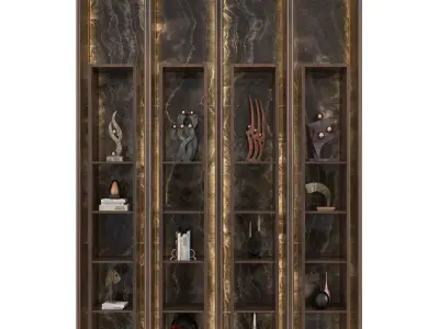 Shelf 3d Model bookcase with glass doors and shelves 3D model