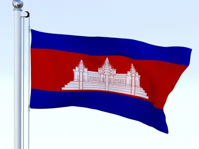 Animated Cambodia Flag Low-poly 3D model