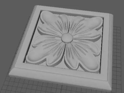 rosette flower on plate 3D model buy