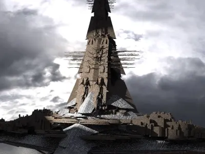 Sci-Fi Nile River Towers 5 3D model