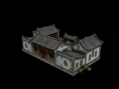 Chinese courtyard pavilion  quadrangle dwelling 3D model