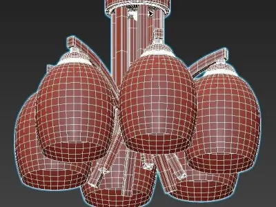 globo-till-60214-5 six light semi-flush fixture with glass sh... 3D model