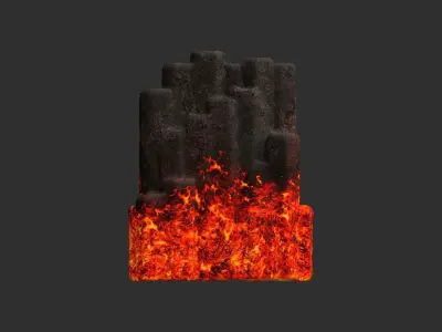 Cave Crystal 1 - Lava Low-poly 3D model